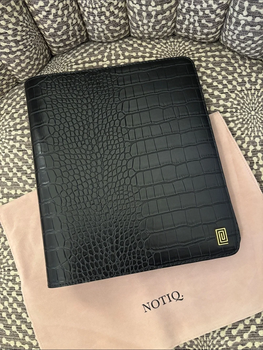 Notiq CLASSIC Sz Midi Desk Folio Agenda Classic 9-Disc Planner Cover Black Croc